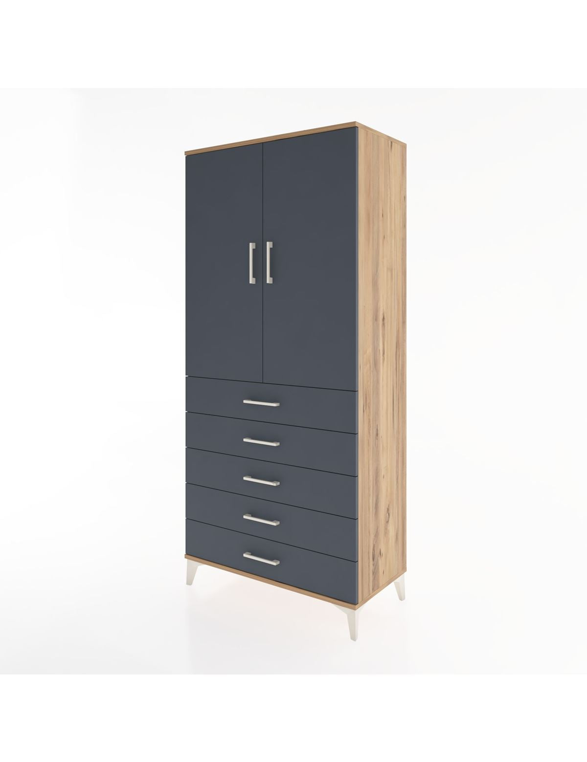 Hyperion Dolap Tek Raflı 5 Çekmeceli Tek Askılı 88x44x195 - S60M098V8B