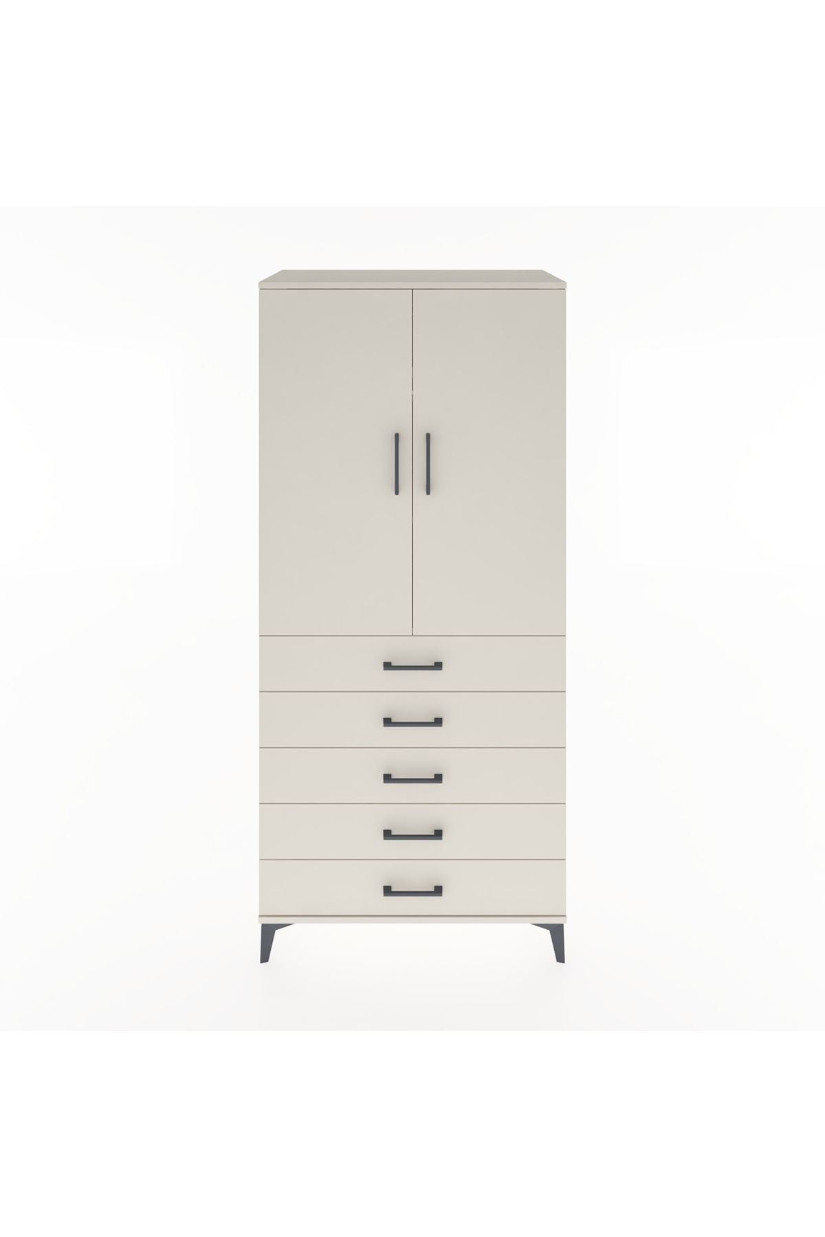 Hyperion Dolap 3 Raflı 5 Çekmeceli 2 Kapaklı 88x44x195 Aytaşı-Aytaşı