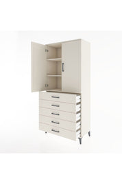 Hyperion Dolap 3 Raflı 5 Çekmeceli 2 Kapaklı 88x44x195 Aytaşı-Aytaşı
