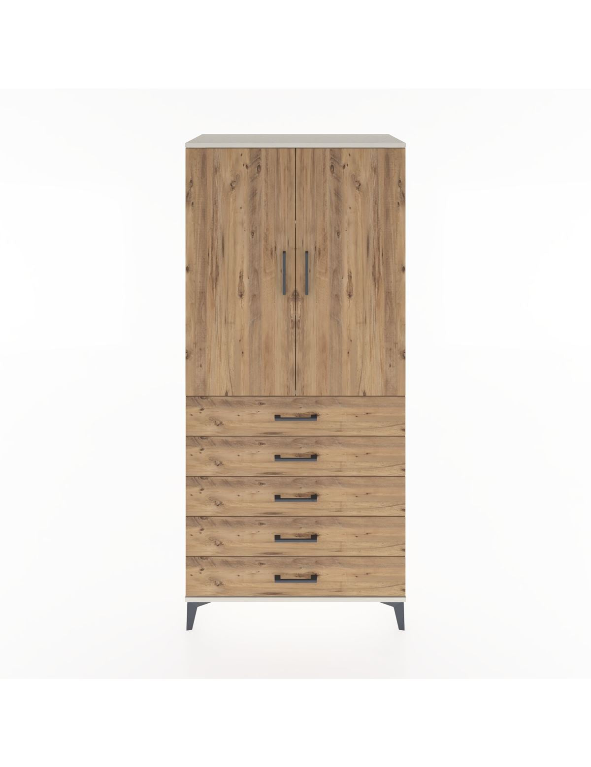 Hyperion Dolap 3 Raflı 5 Çekmeceli 2 Kapaklı 88x44x195 Aytaşı-Çam