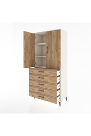 Hyperion Dolap 3 Raflı 5 Çekmeceli 2 Kapaklı 88x44x195 Aytaşı-Çam