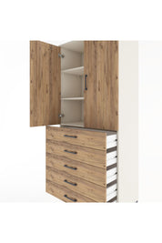 Hyperion Dolap 3 Raflı 5 Çekmeceli 2 Kapaklı 88x44x195 Aytaşı-Çam