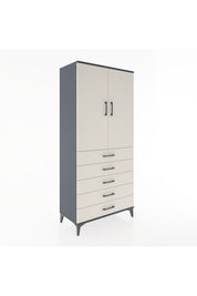 Hyperion Dolap 3 Raflı 5 Çekmeceli 2 Kapaklı 88x44x195 Antrasit-Aytaşı