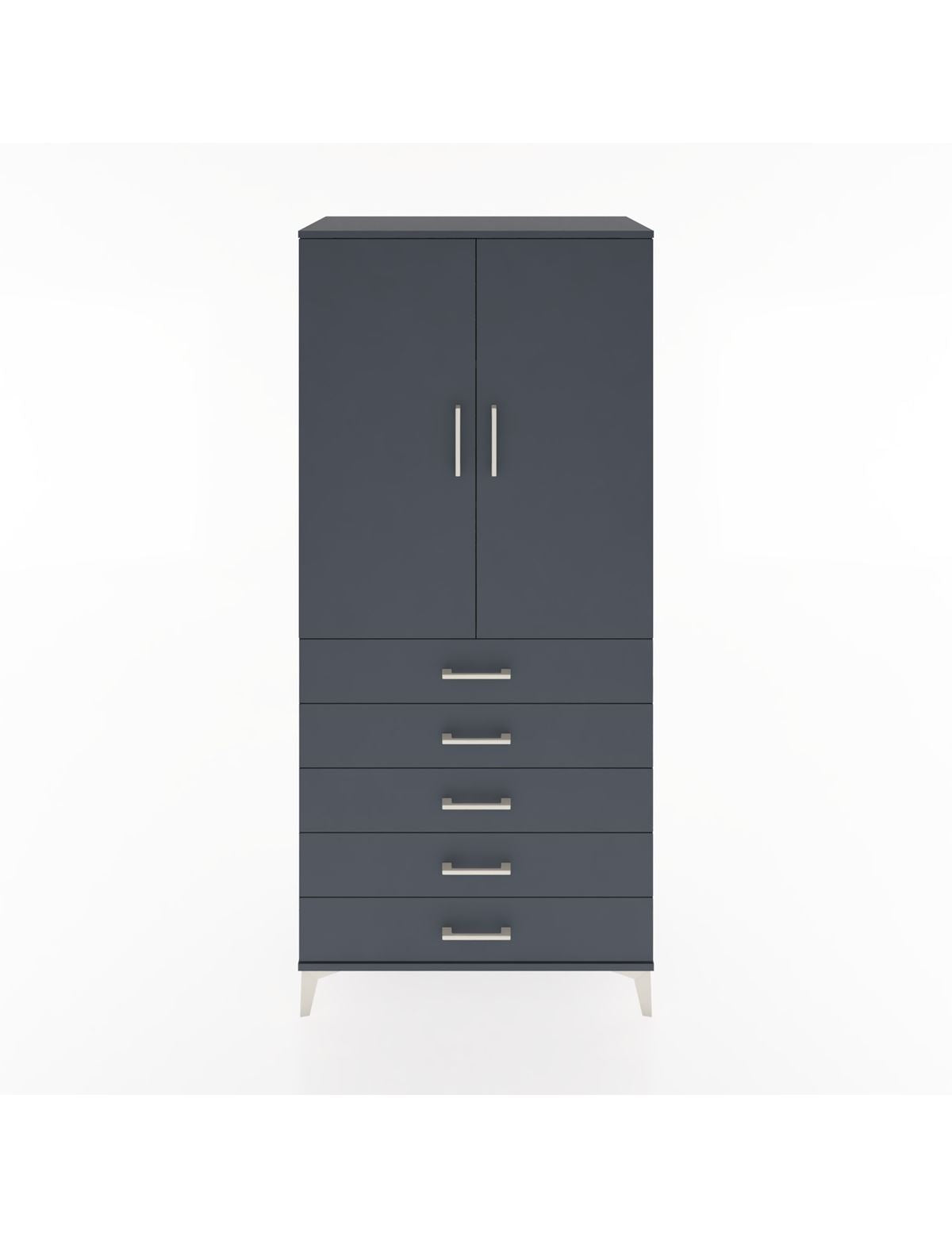 Hyperion Dolap 3 Raflı 5 Çekmeceli 2 Kapaklı 88x44x195 Antrasit-Antrasit