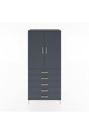 Hyperion Dolap 3 Raflı 5 Çekmeceli 2 Kapaklı 88x44x195 Antrasit-Antrasit