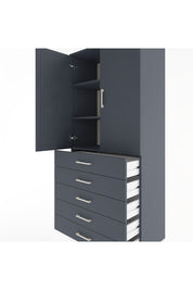 Hyperion Dolap 3 Raflı 5 Çekmeceli 2 Kapaklı 88x44x195 Antrasit-Antrasit