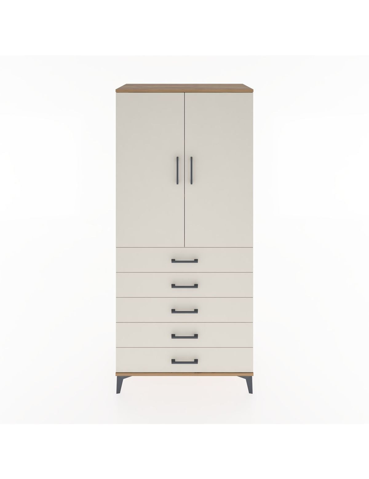 Hyperion Dolap 3 Raflı 5 Çekmeceli 2 Kapaklı 88x44x195 Çam-Aytaşı