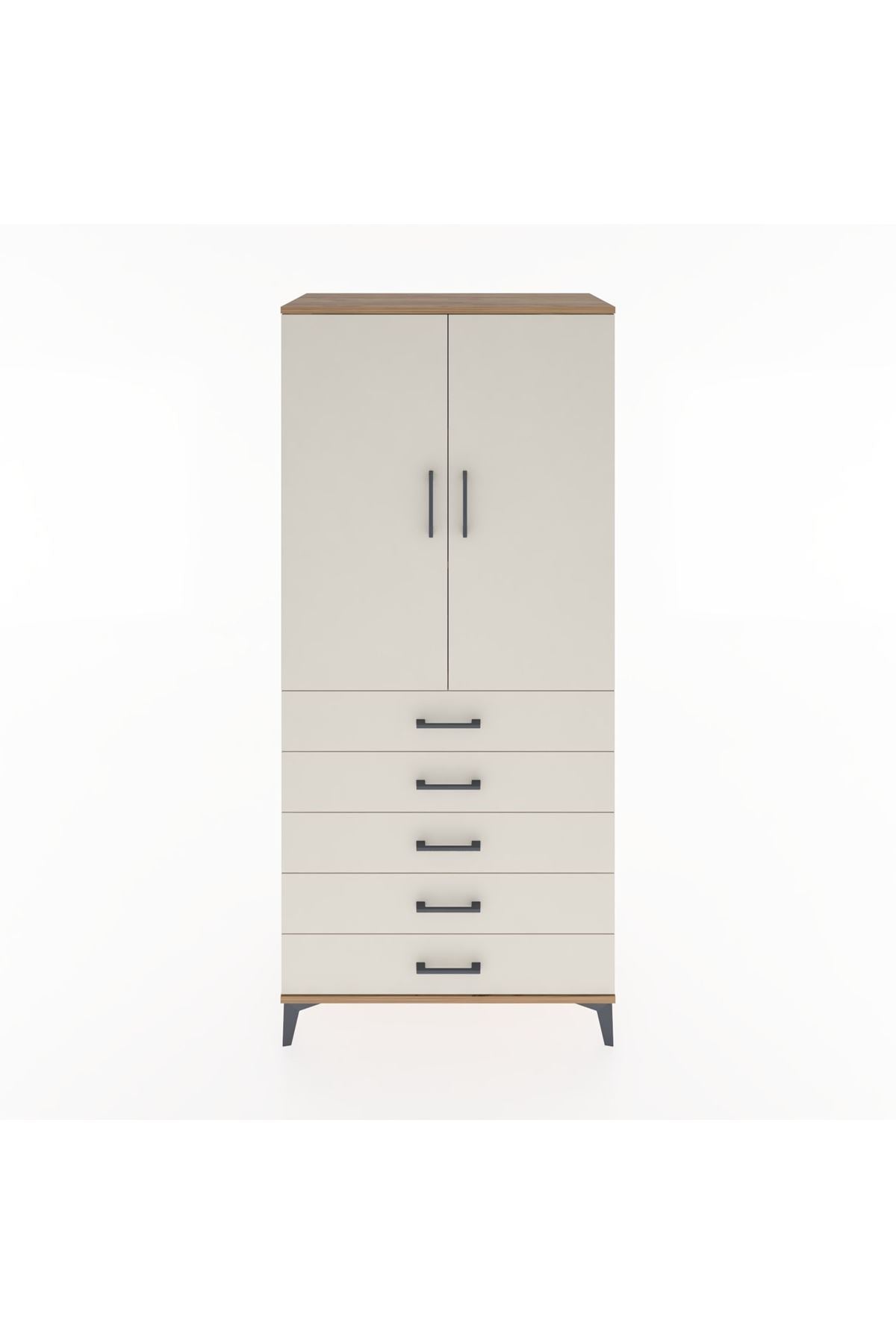 Hyperion Dolap 3 Raflı 5 Çekmeceli 2 Kapaklı 88x44x195 Çam-Aytaşı