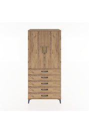 Hyperion Dolap 3 Raflı 5 Çekmeceli 2 Kapaklı 88x44x195 Çam-Çam