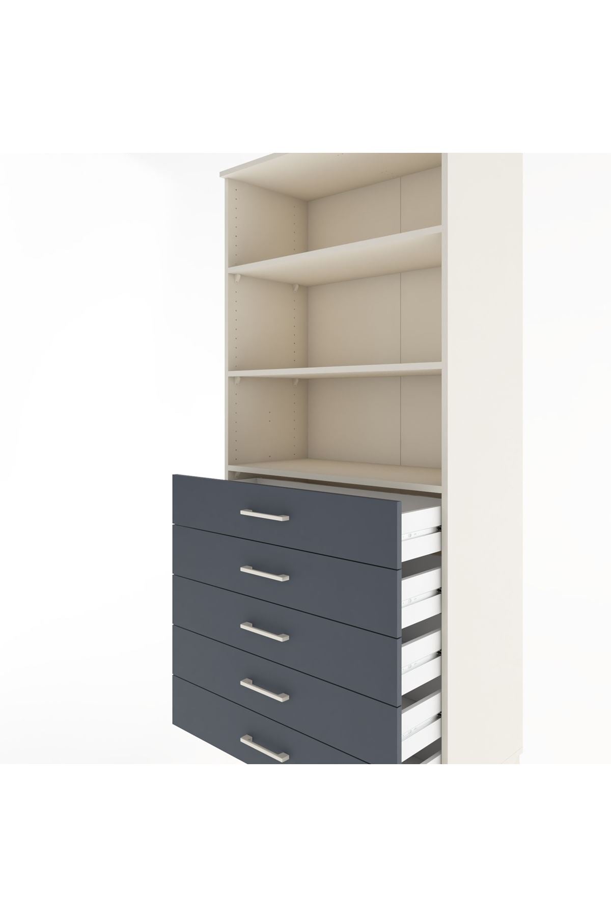 Hyperion Dolap 3 Raflı 5 Çekmeceli 88x44x195 Aytaşı-Antrasit