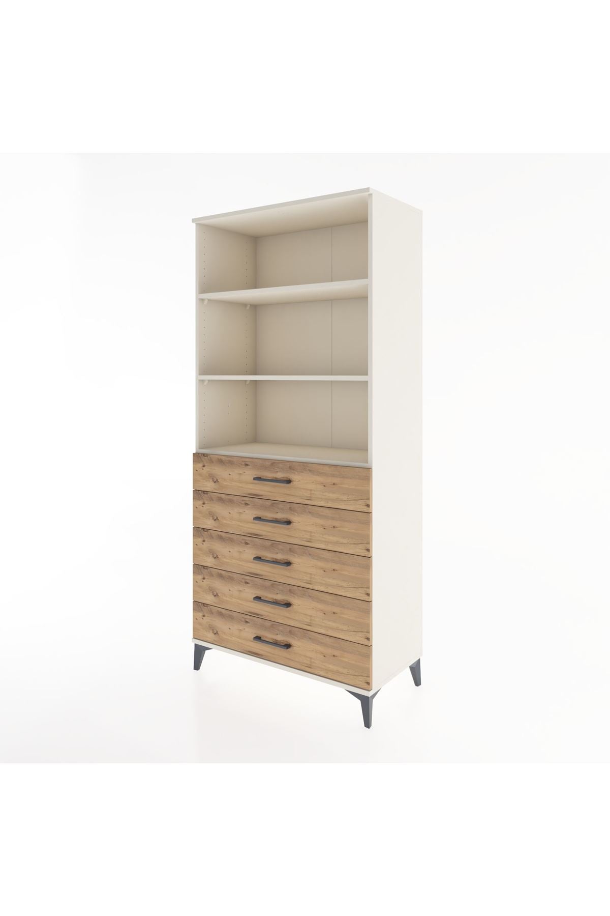 Hyperion Dolap 3 Raflı 5 Çekmeceli 88x44x195 Aytaşı-Çam