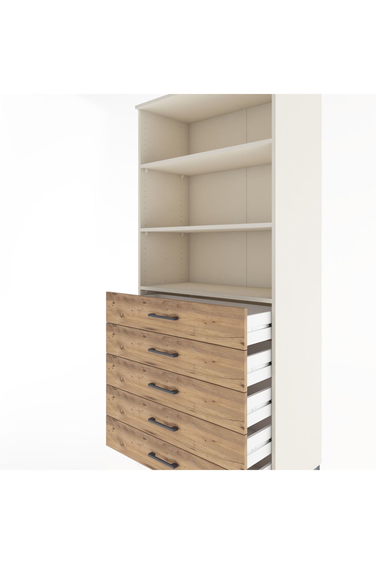 Hyperion Dolap 3 Raflı 5 Çekmeceli 88x44x195 Aytaşı-Çam