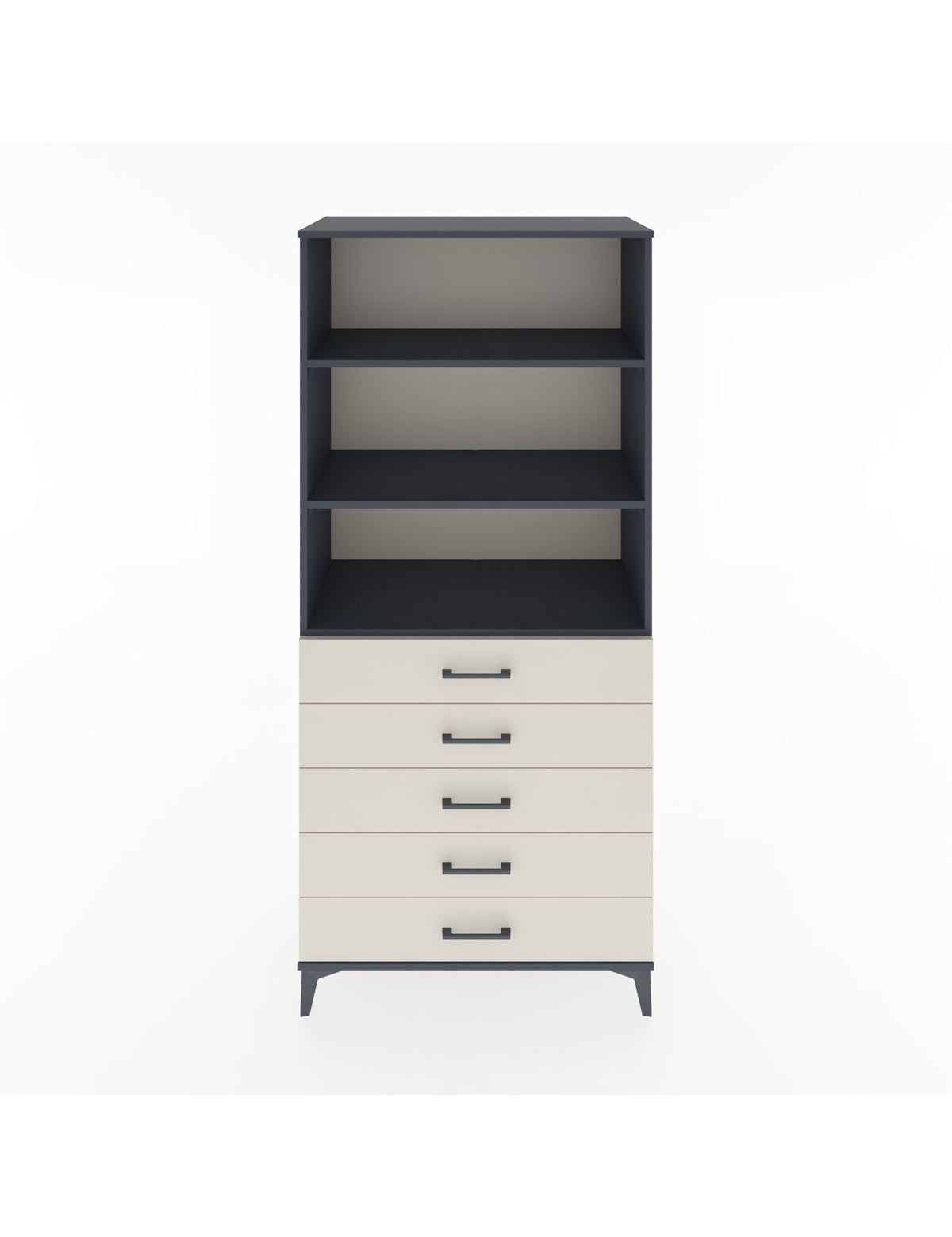 Hyperion Dolap 3 Raflı 5 Çekmeceli 88x44x195 Antrasit-Aytaşı