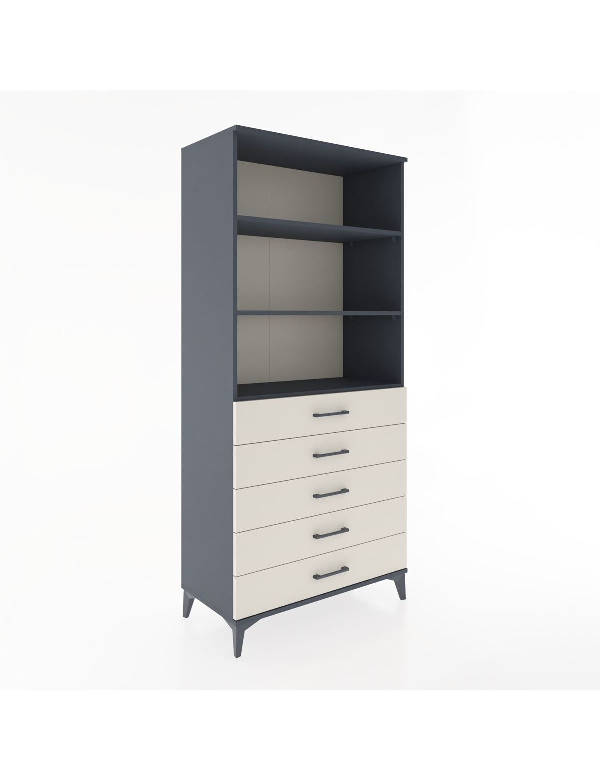 Hyperion Dolap 3 Raflı 5 Çekmeceli 88x44x195 Antrasit-Aytaşı