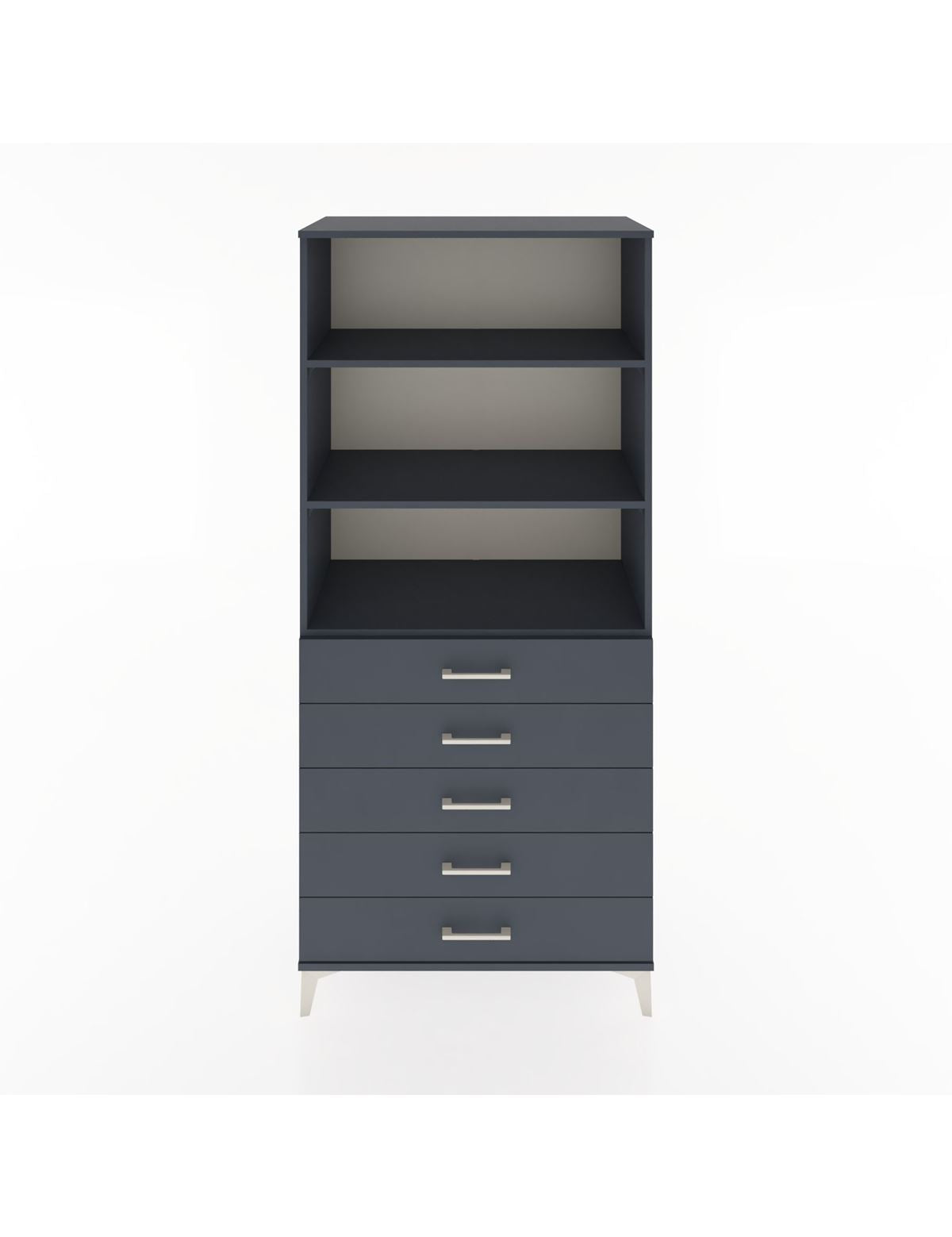 Hyperion Dolap 3 Raflı 5 Çekmeceli 88x44x195 Antrasit-Antrasit