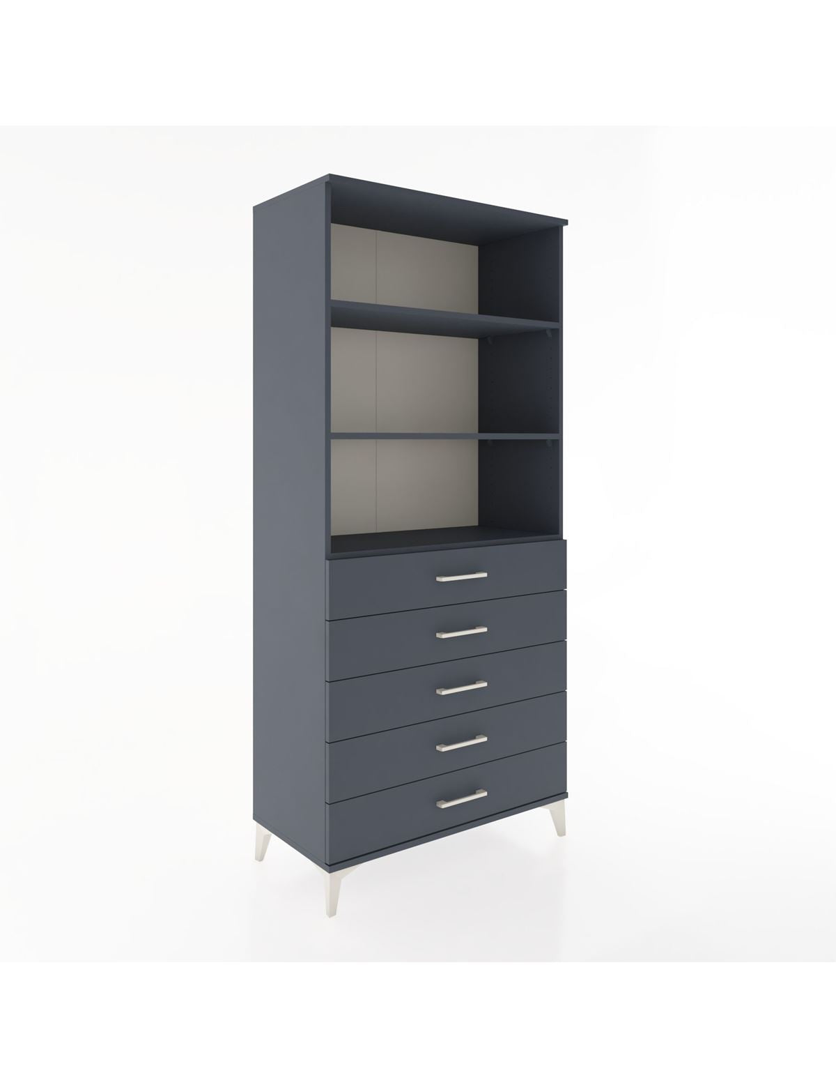 Hyperion Dolap 3 Raflı 5 Çekmeceli 88x44x195 Antrasit-Antrasit