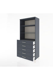 Hyperion Dolap 3 Raflı 5 Çekmeceli 88x44x195 Antrasit-Antrasit