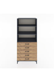 Hyperion Dolap 3 Raflı 5 Çekmeceli 88x44x195 Antrasit-Çam