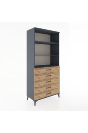 Hyperion Dolap 3 Raflı 5 Çekmeceli 88x44x195 Antrasit-Çam