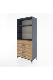 Hyperion Dolap 3 Raflı 5 Çekmeceli 88x44x195 Antrasit-Çam