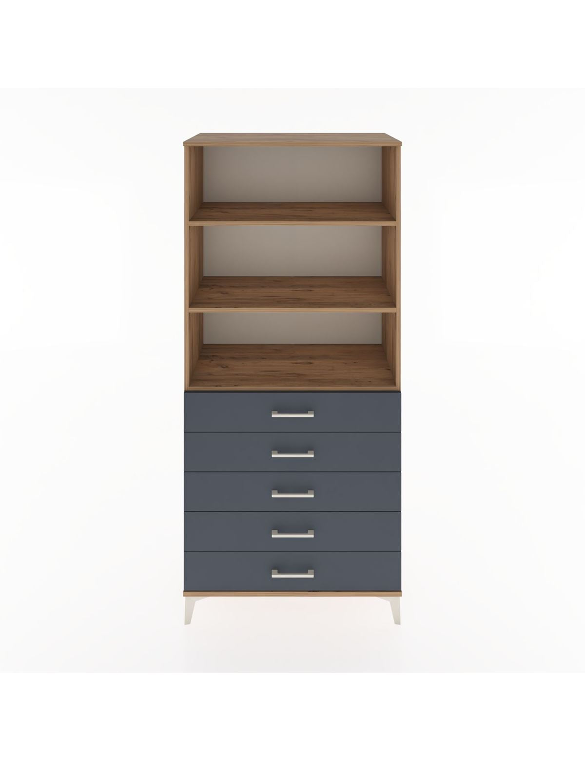 Hyperion Dolap 3 Raflı 5 Çekmeceli 88x44x195 Çam-Antrasit