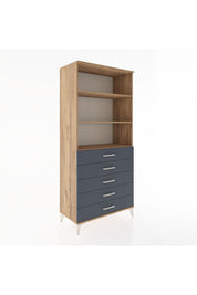 Hyperion Dolap 3 Raflı 5 Çekmeceli 88x44x195 Çam-Antrasit