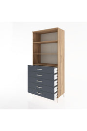 Hyperion Dolap 3 Raflı 5 Çekmeceli 88x44x195 Çam-Antrasit
