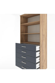 Hyperion Dolap 3 Raflı 5 Çekmeceli 88x44x195 Çam-Antrasit