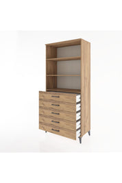 Hyperion Dolap 3 Raflı 5 Çekmeceli 88x44x195 Çam-Çam