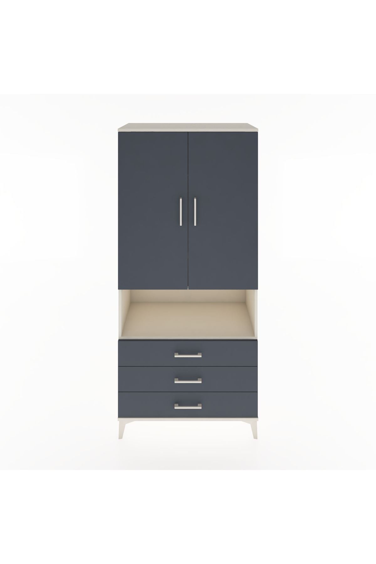 Hyperion Dolap 2 Raflı 3 Çekmeceli Tek Askılı 88x44x195 Aytaşı-Antrasit