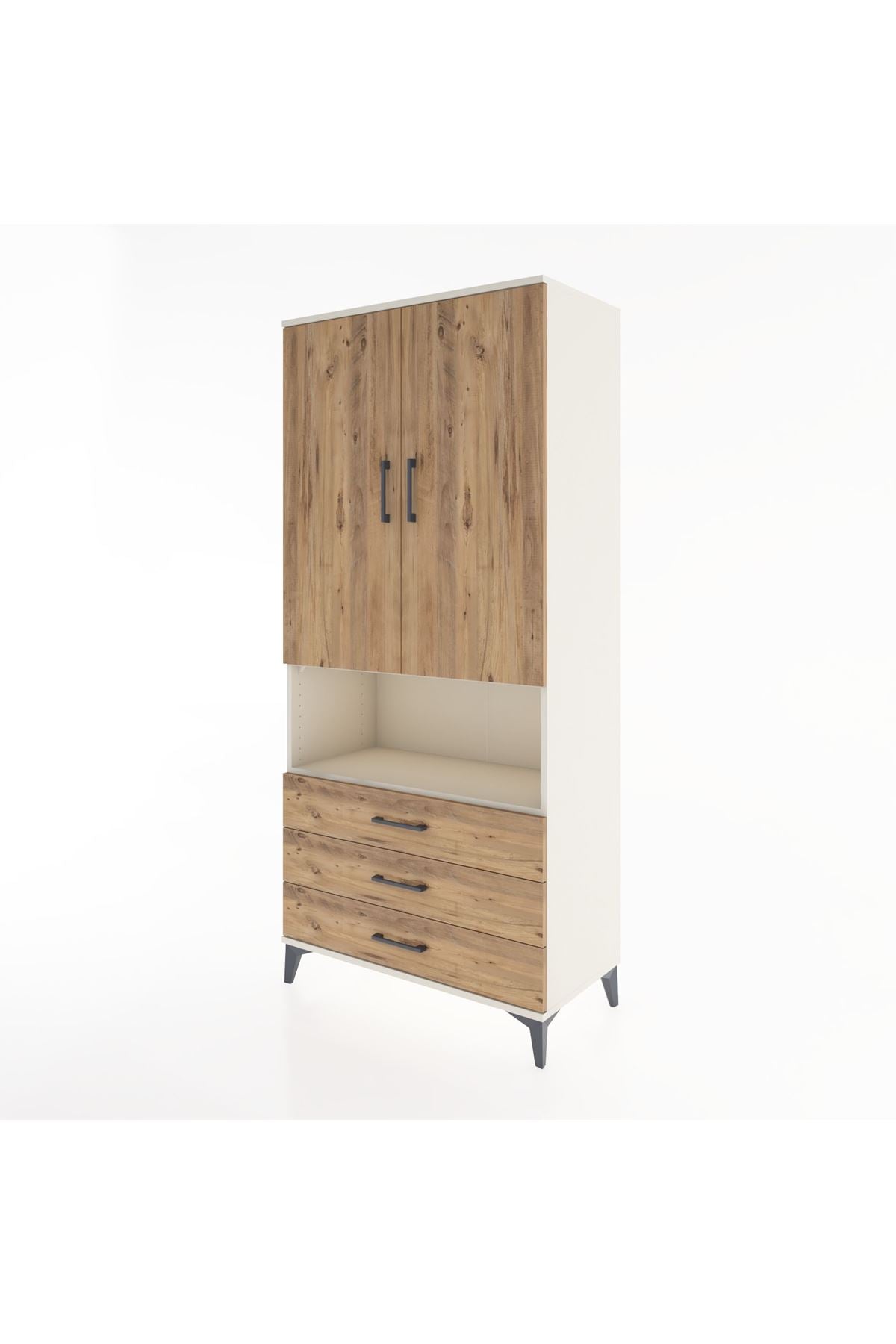 Hyperion Dolap 2 Raflı 3 Çekmeceli Tek Askılı 88x44x195 Aytaşı-Çam