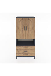 Hyperion Dolap 2 Raflı 3 Çekmeceli Tek Askılı 88x44x195 Antrasit-Çam