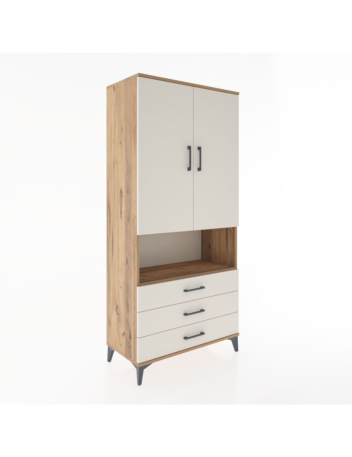 Hyperion Dolap 2 Raflı 3 Çekmeceli Tek Askılı 88x44x195 Çam-Aytaşı