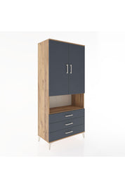 Hyperion Dolap 2 Raflı 3 Çekmeceli Tek Askılı 88x44x195 Çam-Antrasit