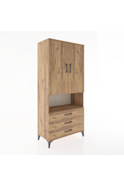 Hyperion Dolap 2 Raflı 3 Çekmeceli Tek Askılı 88x44x195 Çam-Çam