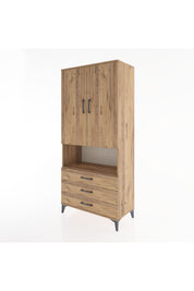 Hyperion Dolap 2 Raflı 3 Çekmeceli Tek Askılı 88x44x195 Çam-Çam