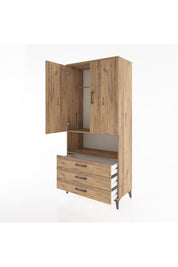 Hyperion Dolap 2 Raflı 3 Çekmeceli Tek Askılı 88x44x195 Çam-Çam