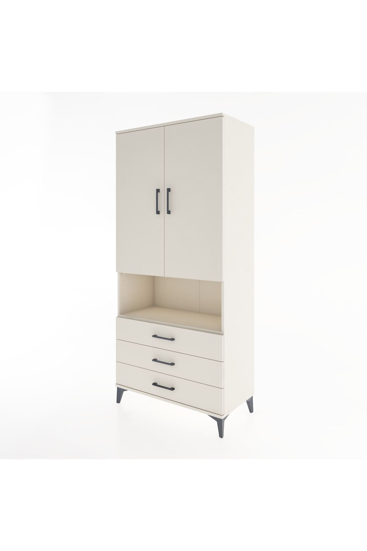 Hyperion Dolap 4 Raflı 3 Çekmeceli 2 Kapaklı 88x44x195 Aytaşı-Aytaşı