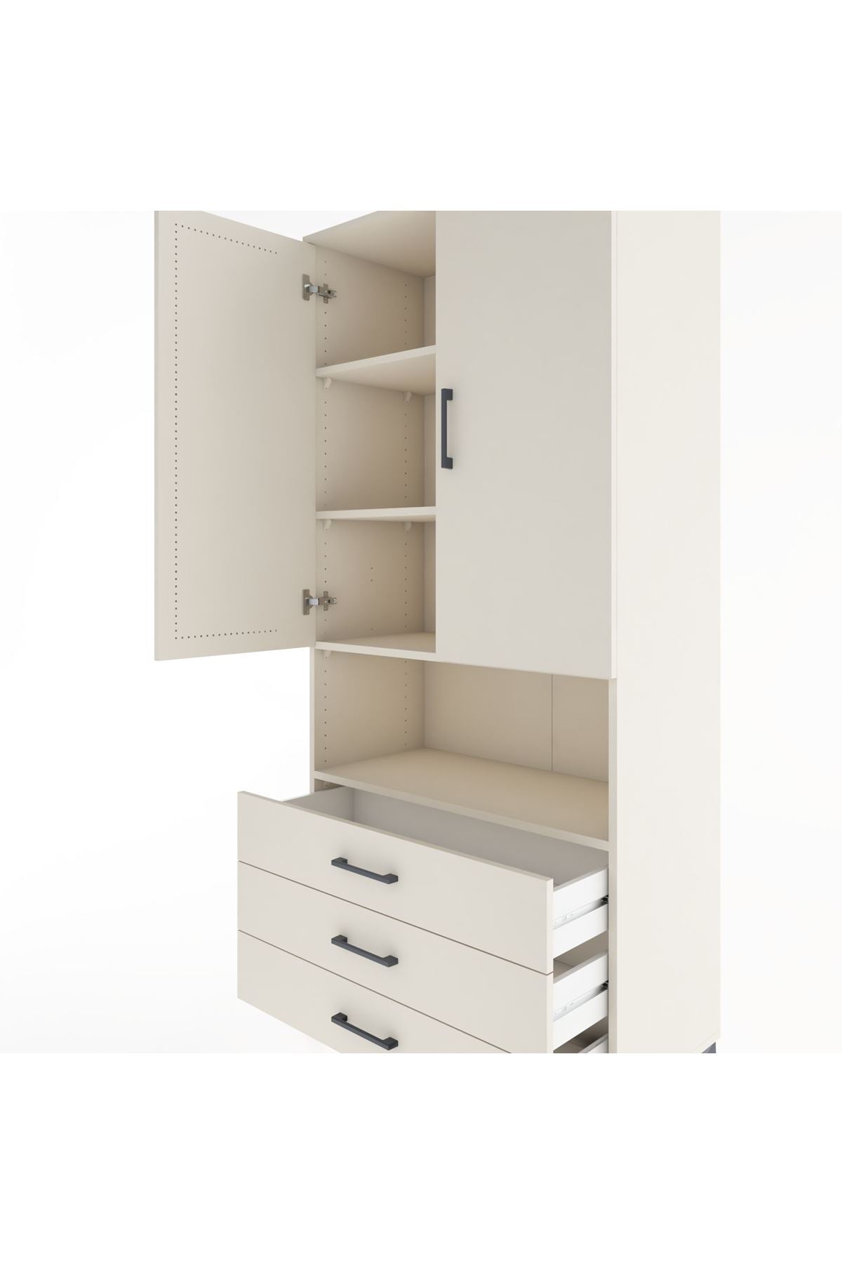 Hyperion Dolap 4 Raflı 3 Çekmeceli 2 Kapaklı 88x44x195 Aytaşı-Aytaşı