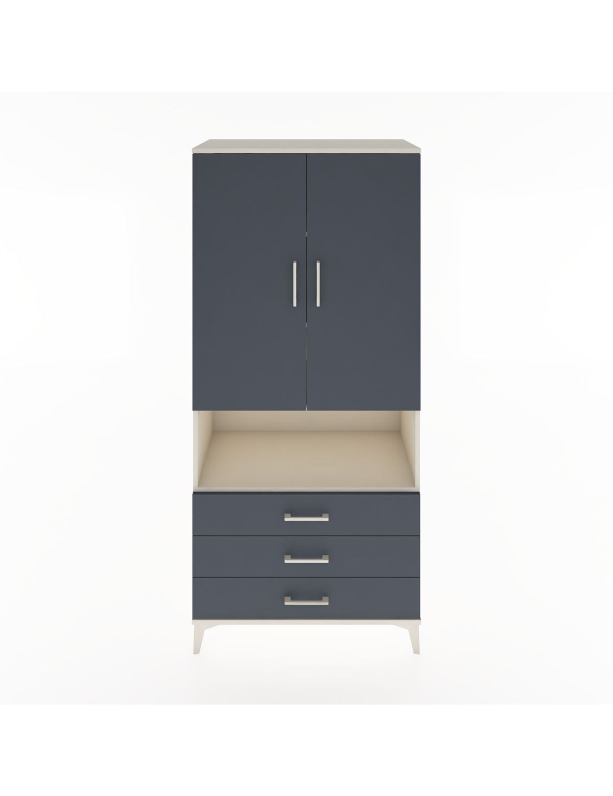 Hyperion Dolap 4 Raflı 3 Çekmeceli 2 Kapaklı 88x44x195 Aytaşı-Antrasit