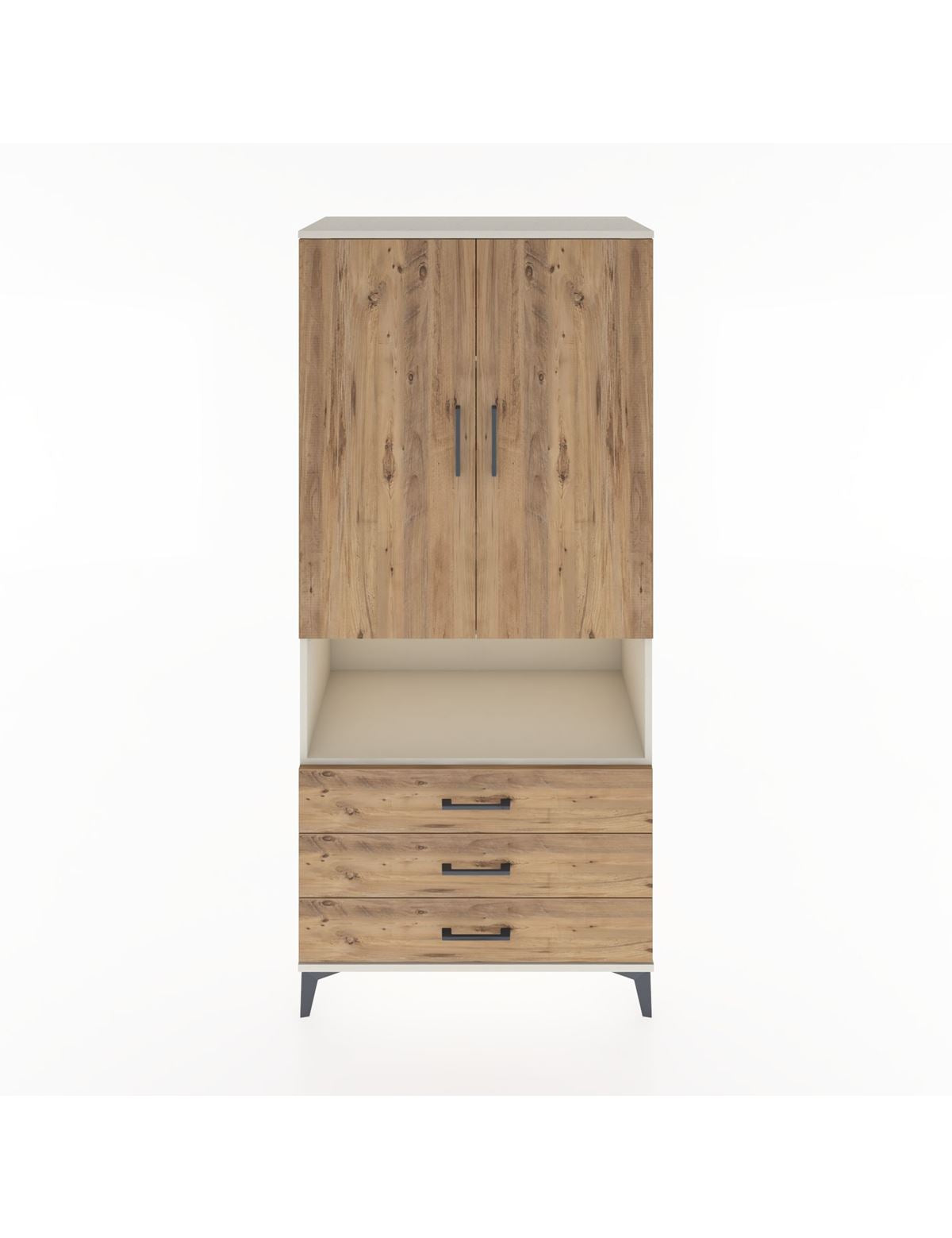 Hyperion Dolap 4 Raflı 3 Çekmeceli 2 Kapaklı 88x44x195 Aytaşı-Çam