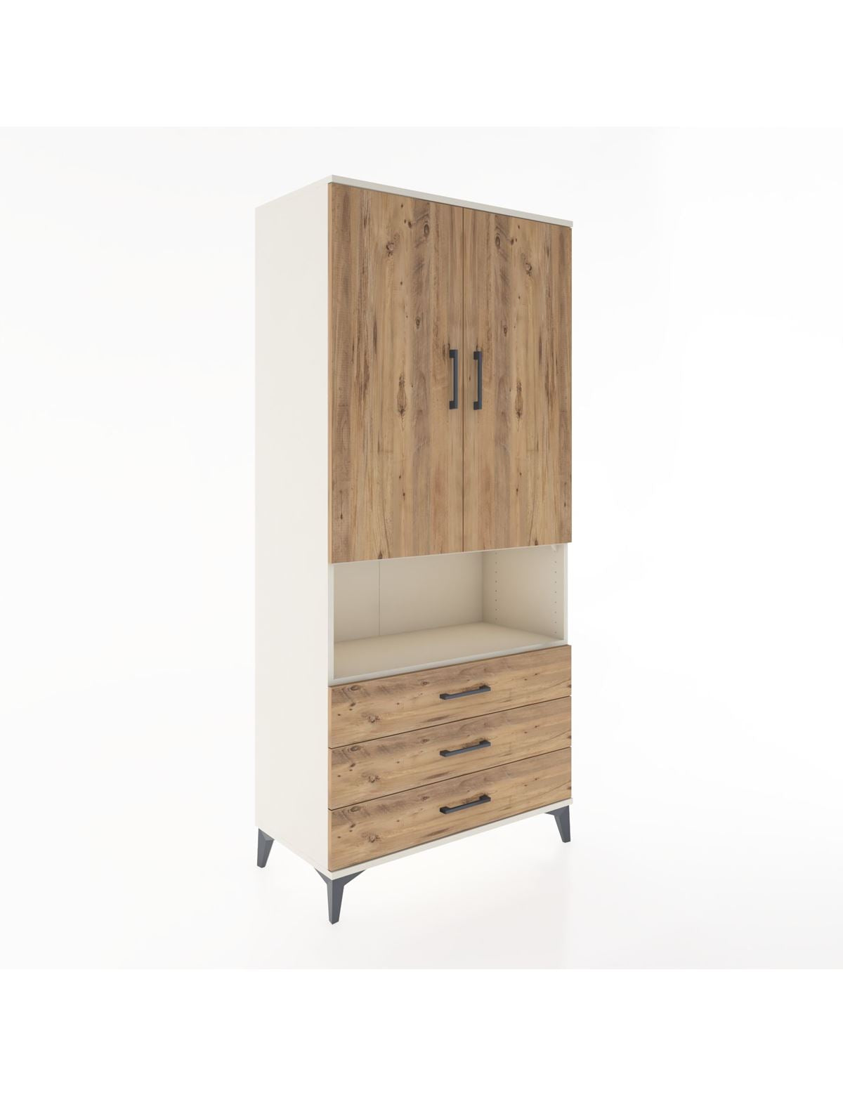 Hyperion Dolap 4 Raflı 3 Çekmeceli 2 Kapaklı 88x44x195 Aytaşı-Çam