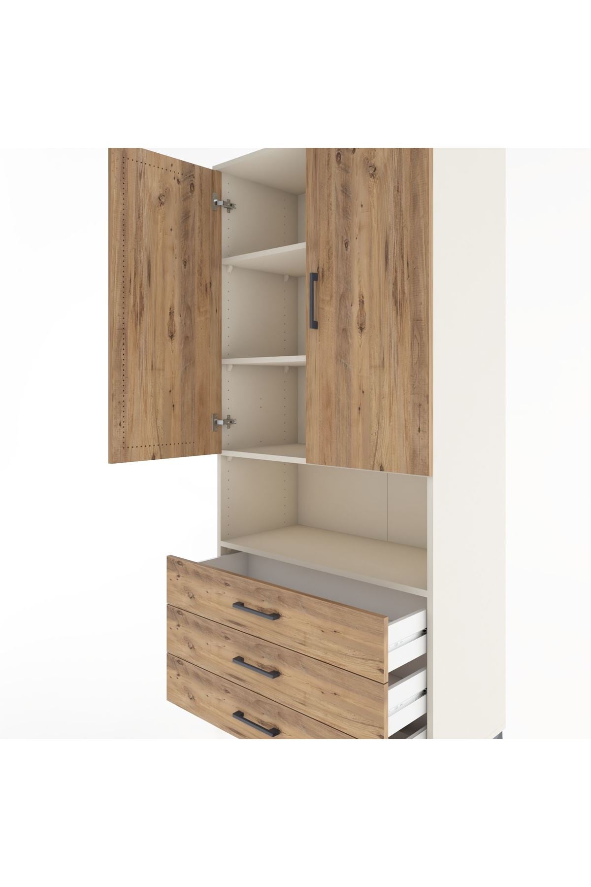 Hyperion Dolap 4 Raflı 3 Çekmeceli 2 Kapaklı 88x44x195 Aytaşı-Çam