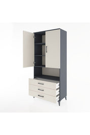 Hyperion Dolap 4 Raflı 3 Çekmeceli 2 Kapaklı 88x44x195 Antrasit-Aytaşı