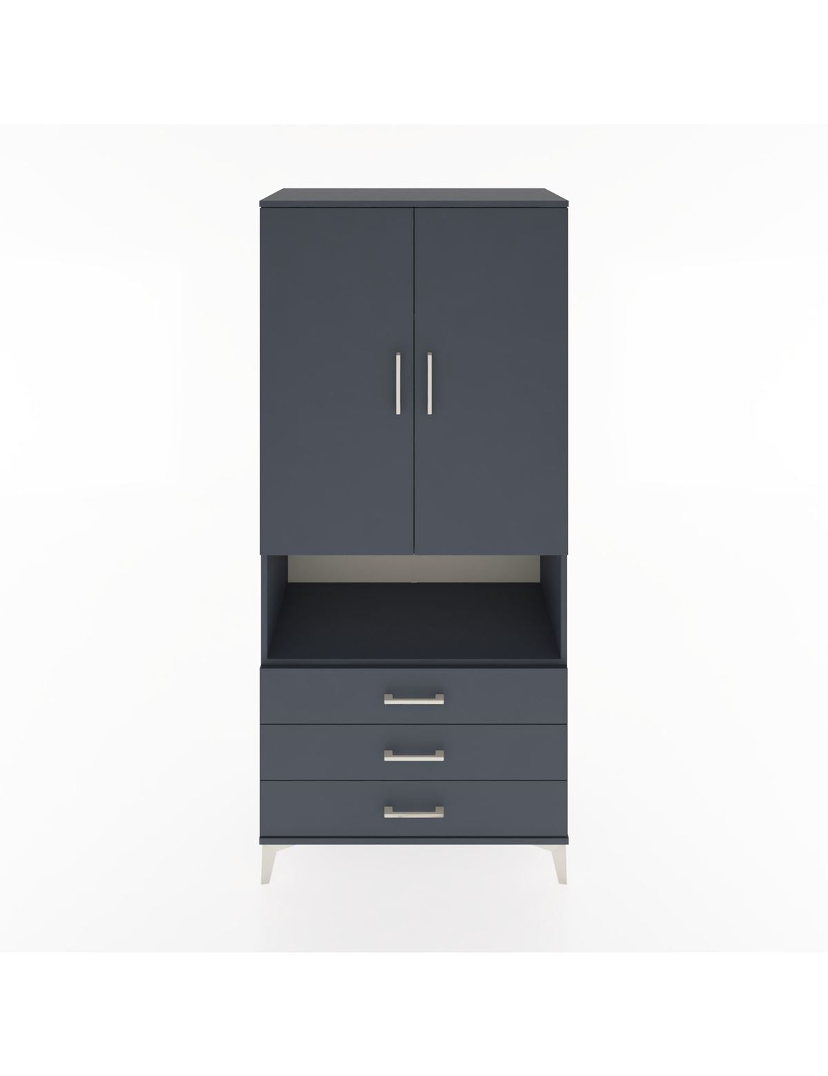 Hyperion Dolap 4 Raflı 3 Çekmeceli 2 Kapaklı 88x44x195 Antrasit-Antrasit