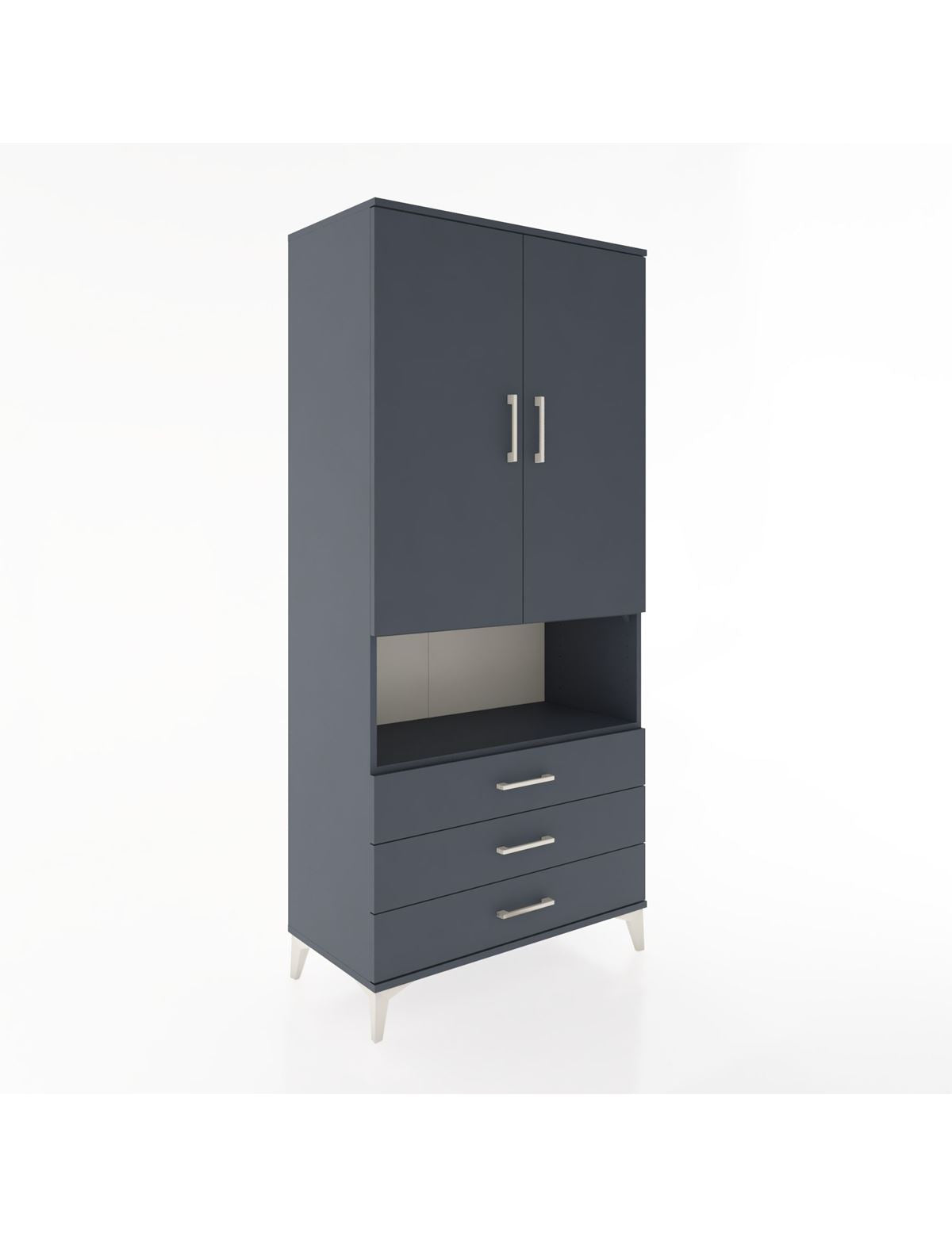 Hyperion Dolap 4 Raflı 3 Çekmeceli 2 Kapaklı 88x44x195 Antrasit-Antrasit