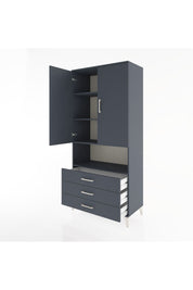 Hyperion Dolap 4 Raflı 3 Çekmeceli 2 Kapaklı 88x44x195 Antrasit-Antrasit