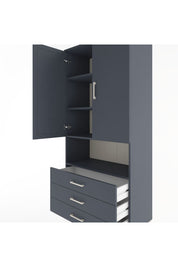 Hyperion Dolap 4 Raflı 3 Çekmeceli 2 Kapaklı 88x44x195 Antrasit-Antrasit