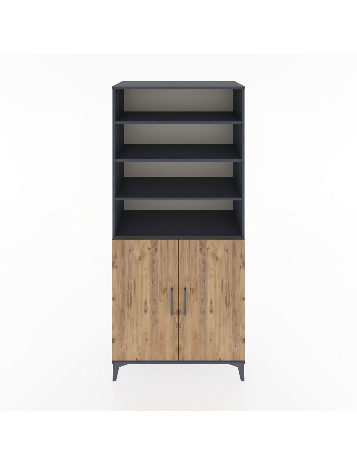 Hyperion Dolap 5 Raflı 2 Kapaklı 88x44x195 Antrasit-Çam