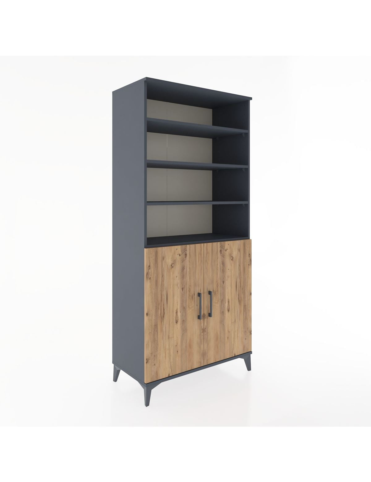 Hyperion Dolap 5 Raflı 2 Kapaklı 88x44x195 Antrasit-Çam